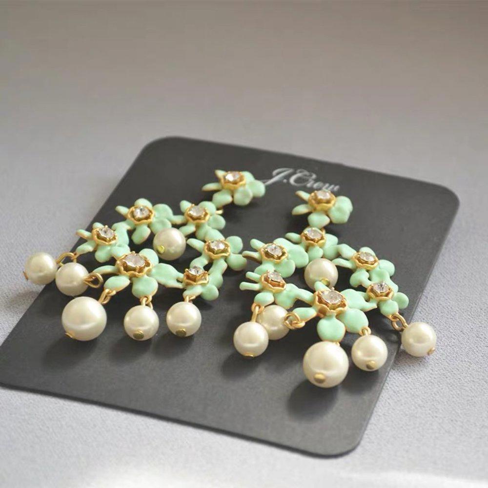 J.Crew Pearl and Crystal Floral Chandelier Earrings - Picture 3 of 6